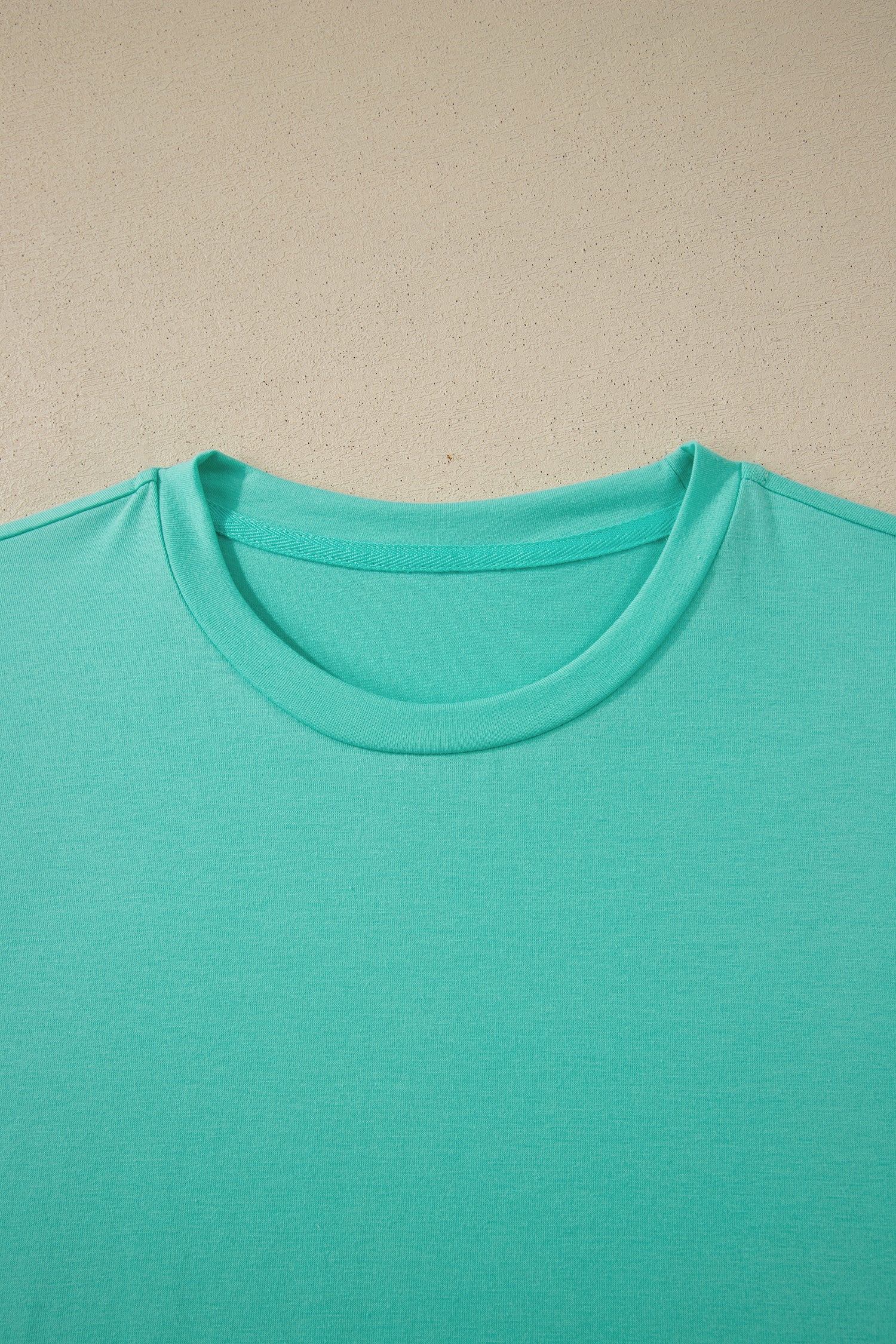 Mint Green Casual Plain Crew Neck Tee-Tops/Tops & Tees-[Adult]-[Female]-2022 Online Blue Zone Planet