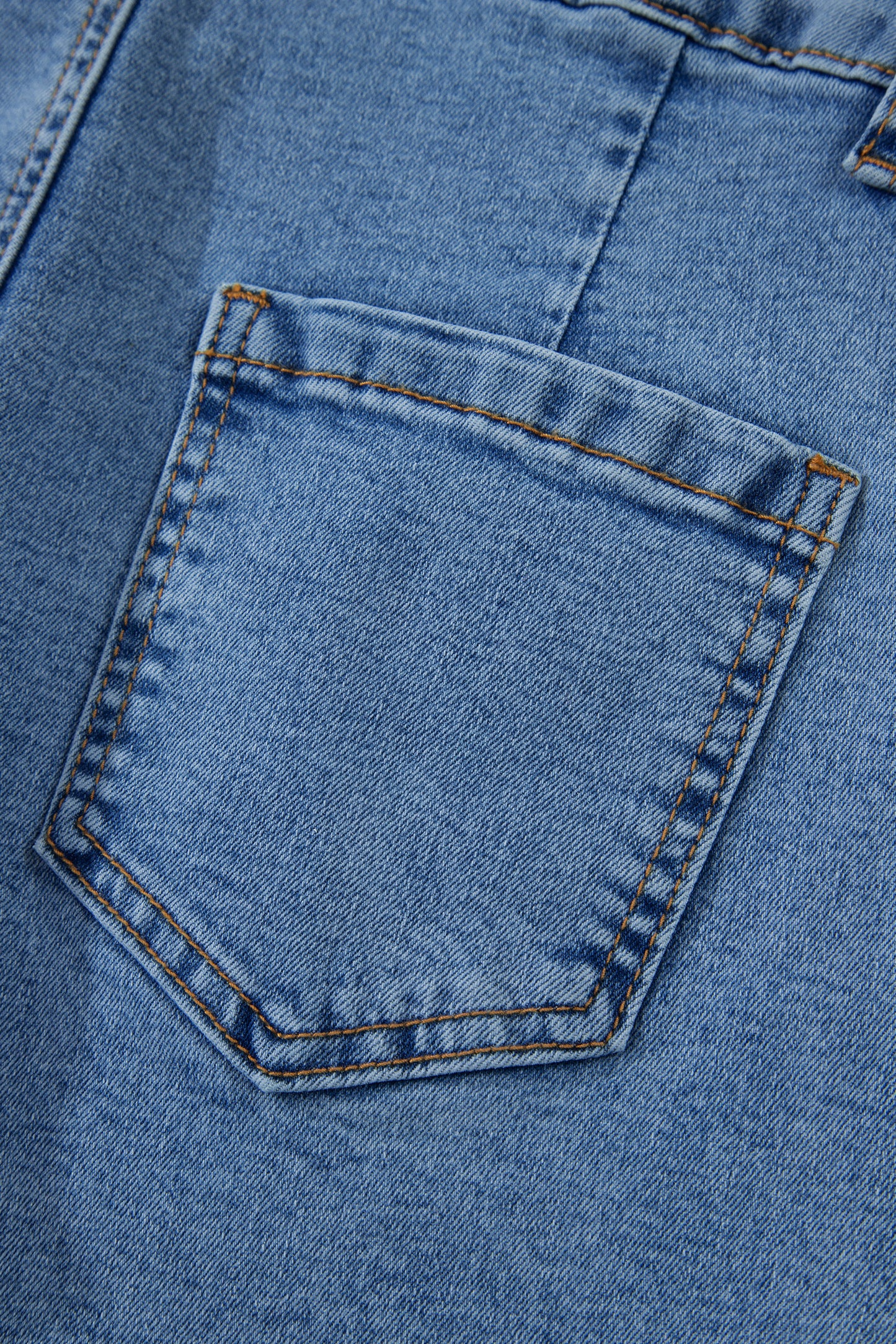 Ivy Seam Detail Pocketed Cuffed Hem Denim Shorts-Bottoms/Denim Shorts-[Adult]-[Female]-2022 Online Blue Zone Planet