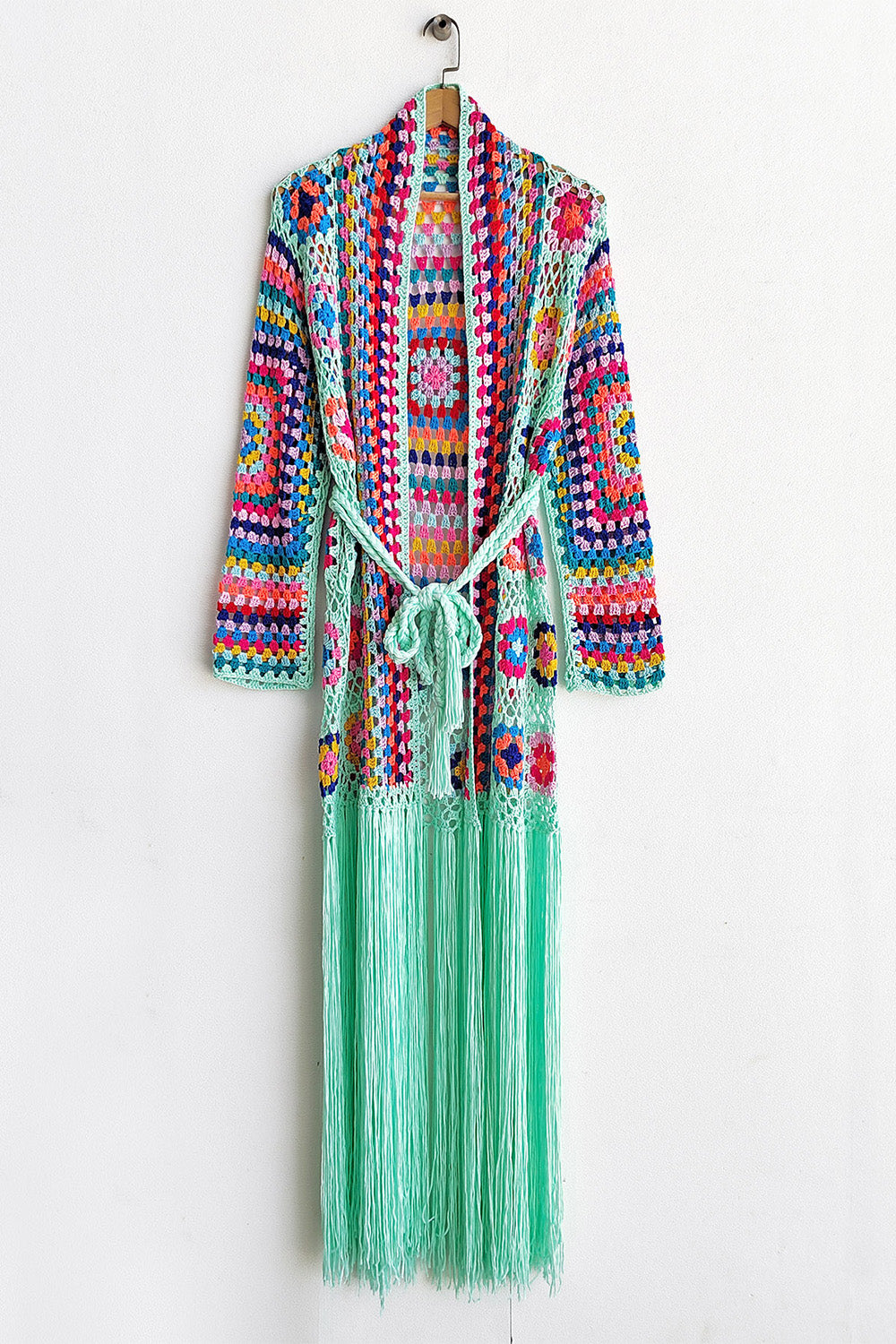 Fringe Tied Long Sleeve Cardigan-TOPS / DRESSES-[Adult]-[Female]-2022 Online Blue Zone Planet