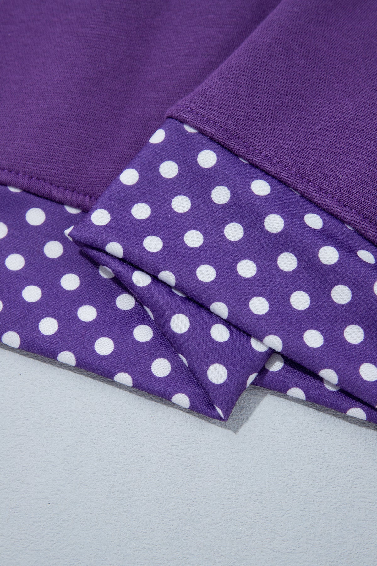 Tillandsia Purple Colorblock Polka Dot Contrast Trim Oversized Sweatshirt-Tops/Sweatshirts & Hoodies-[Adult]-[Female]-2022 Online Blue Zone Planet