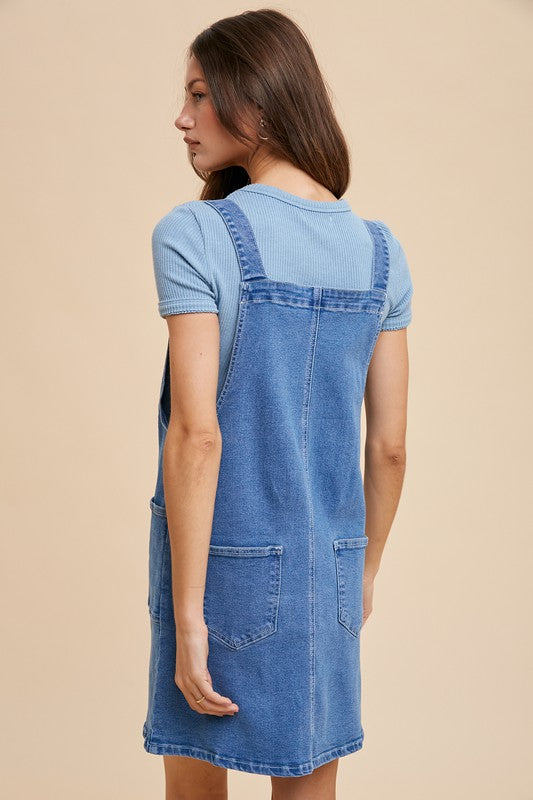 Annie Wear Wide Strap Denim Overall Dress with Pockets-TOPS / DRESSES-[Adult]-[Female]-2022 Online Blue Zone Planet