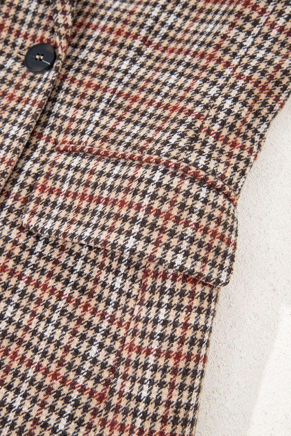 Brown Houndstooth Lapel Collar Blazer-Outerwear/Blazers-[Adult]-[Female]-2022 Online Blue Zone Planet