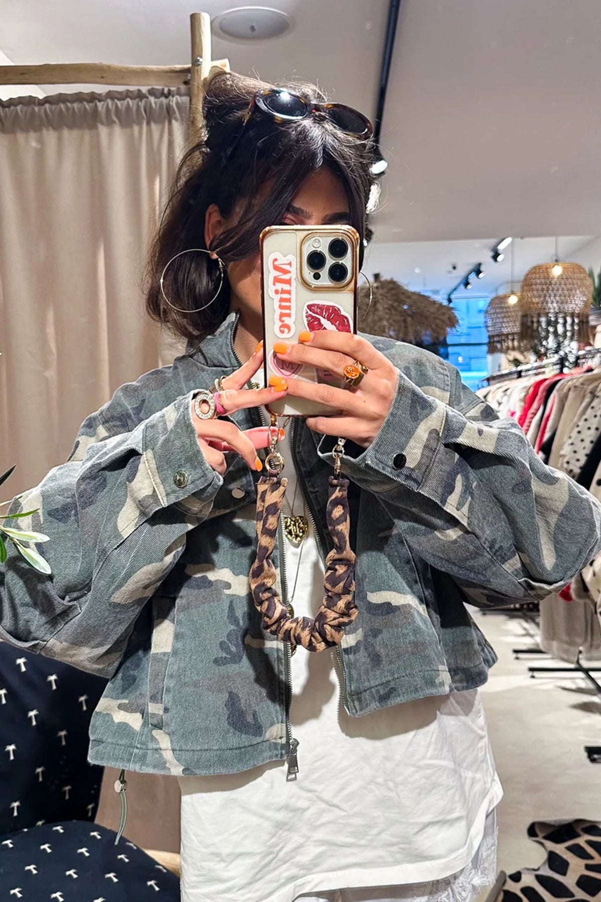 Multicolour 100% Cotton Western Camouflage Drop Shoulder Zip Denim Jacket-Outerwear/Jackets-[Adult]-[Female]-2022 Online Blue Zone Planet