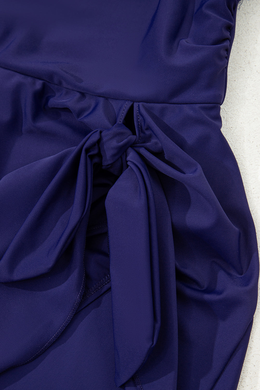 Navy Blue Adjustable Straps Cutout Ruched Knot Slit One Piece Swim Dress-TOPS / DRESSES-[Adult]-[Female]-2022 Online Blue Zone Planet