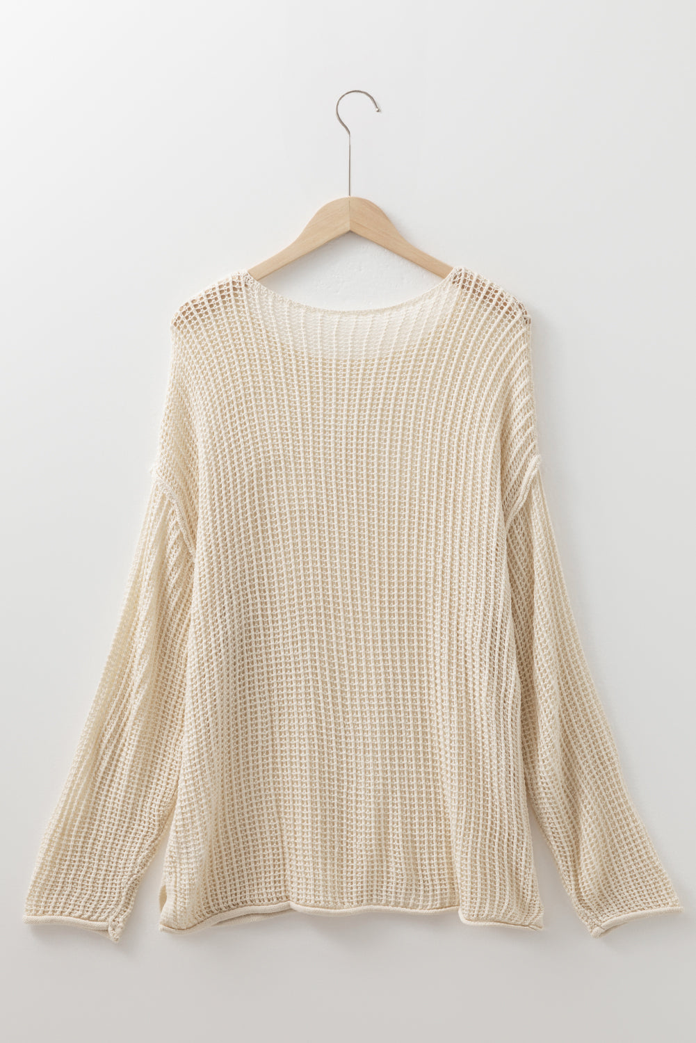 Parchment Hollow Out Knit Star Pattern Accent Plus Size Jumper-Plus Size/Plus Size Sweaters & Cardigans-[Adult]-[Female]-2022 Online Blue Zone Planet