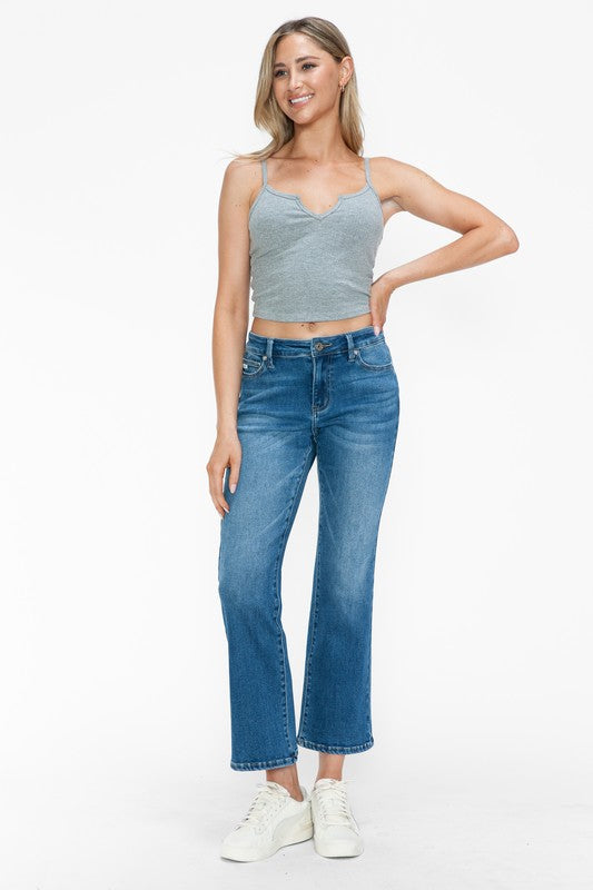 Blue Zone Planet | bytos Full Size Cat's Whiskers Mid Rise Ankle Jeans-BOTTOMS SIZES SMALL MEDIUM LARGE-[Adult]-[Female]-2022 Online Blue Zone Planet