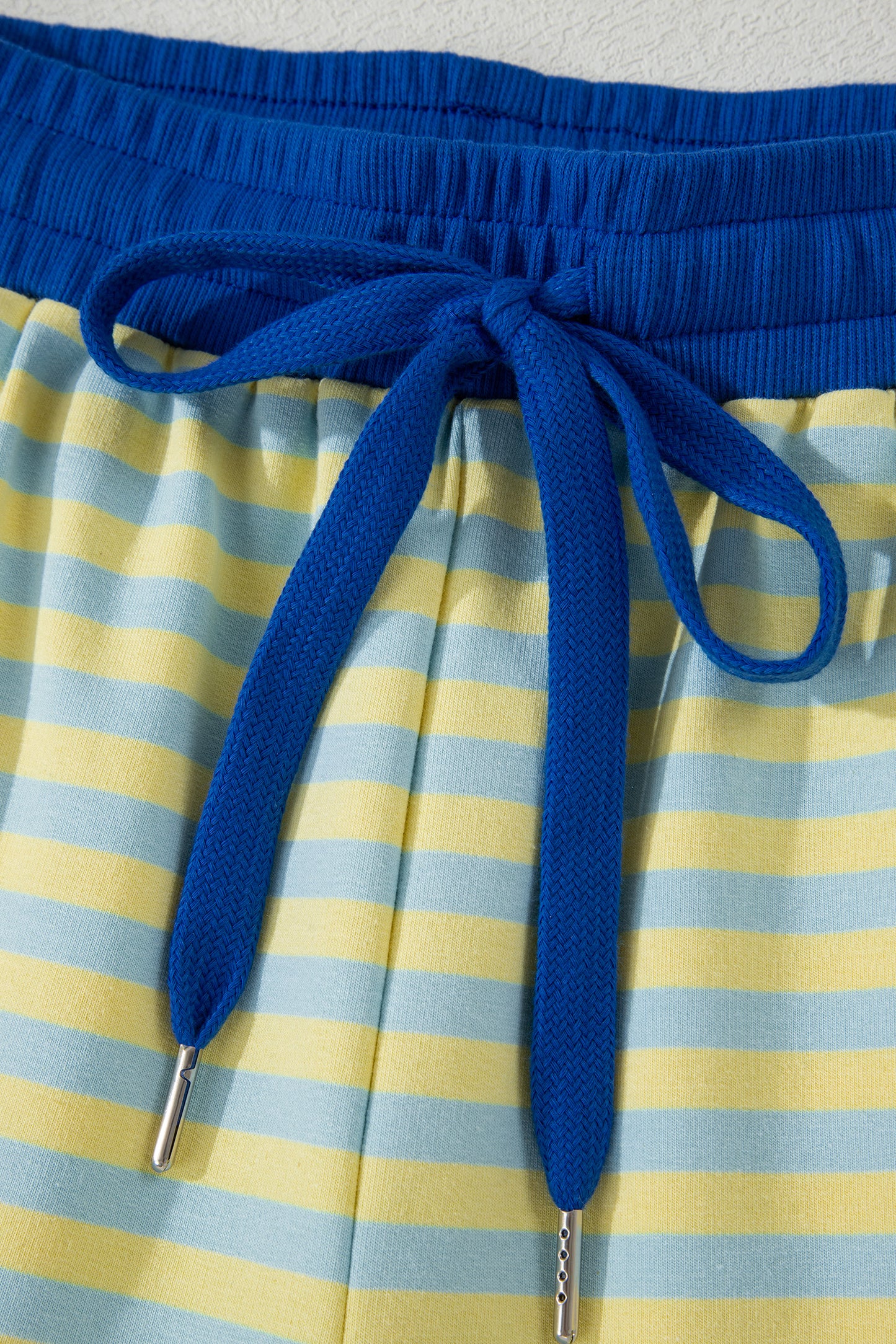 Green Stripe Drop Shoulder Boxy Casual Terry Short Set-Two Piece Sets/Short Sets-[Adult]-[Female]-2022 Online Blue Zone Planet