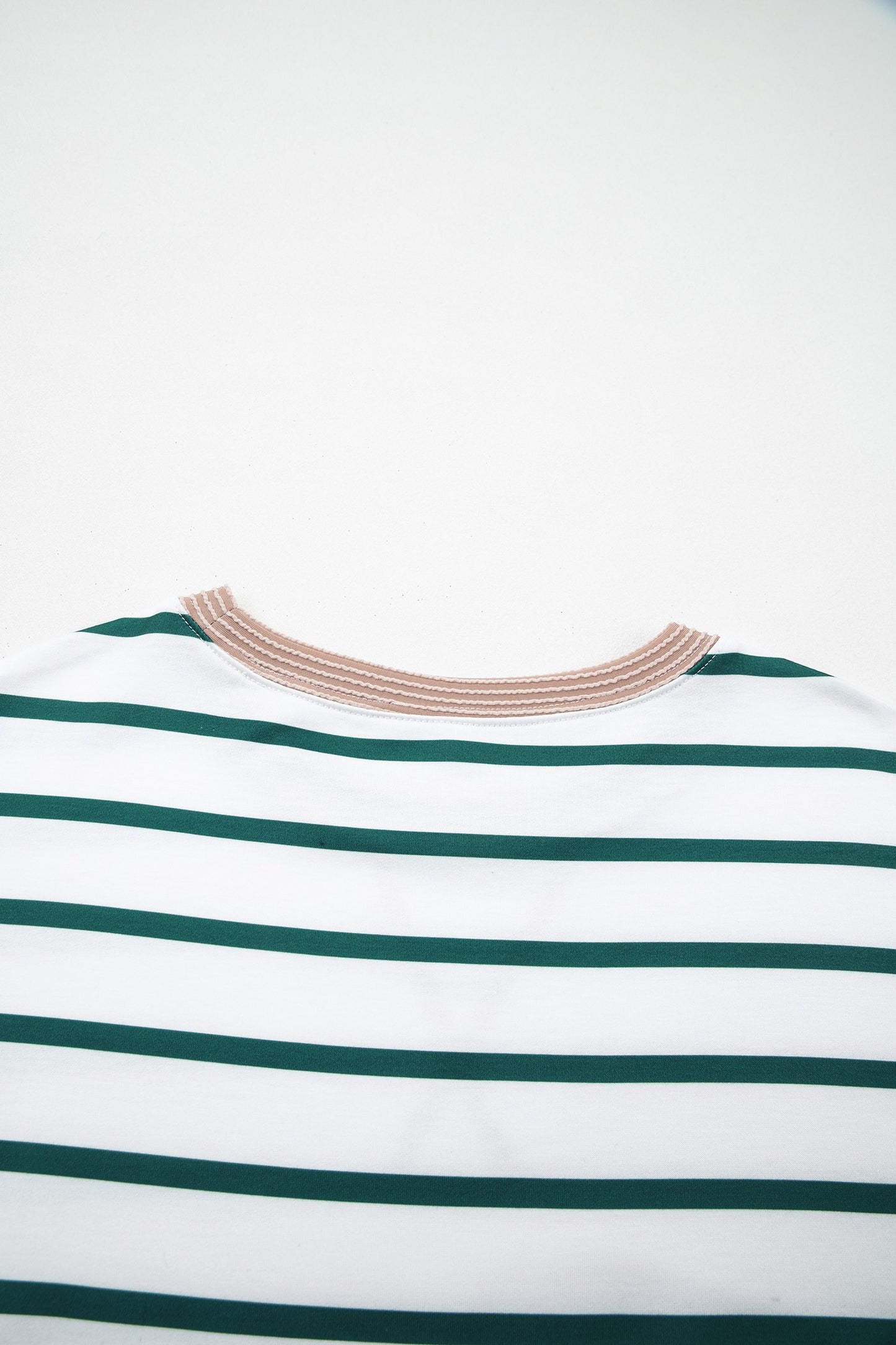White Stripe Twisted Ribbed Patchwork Drop Shoulder Round Neck Sweatshirt-Tops/Sweatshirts & Hoodies-[Adult]-[Female]-2022 Online Blue Zone Planet
