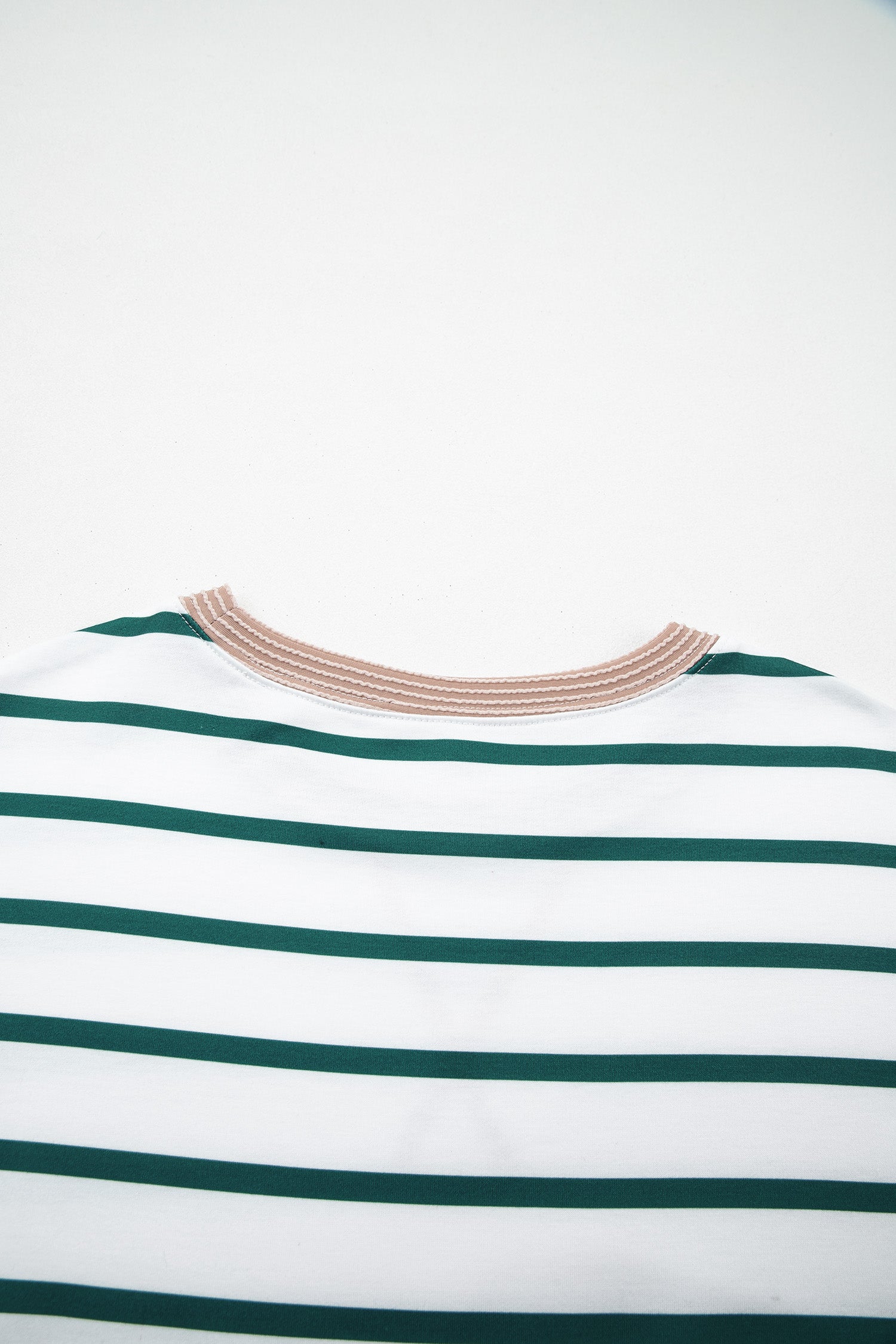 White Stripe Twisted Ribbed Patchwork Drop Shoulder Round Neck Sweatshirt-Tops/Sweatshirts & Hoodies-[Adult]-[Female]-2022 Online Blue Zone Planet