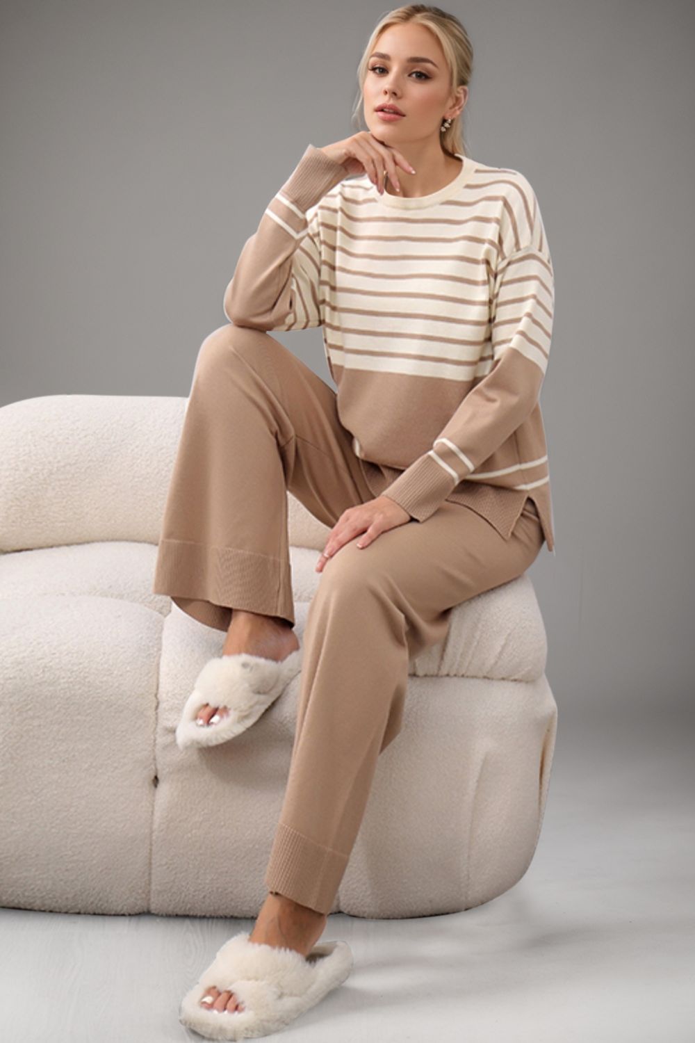 Basic Bae Striped Round Neck Long Sleeve Top and Pants Sweater Set-TOPS / DRESSES-[Adult]-[Female]-2022 Online Blue Zone Planet