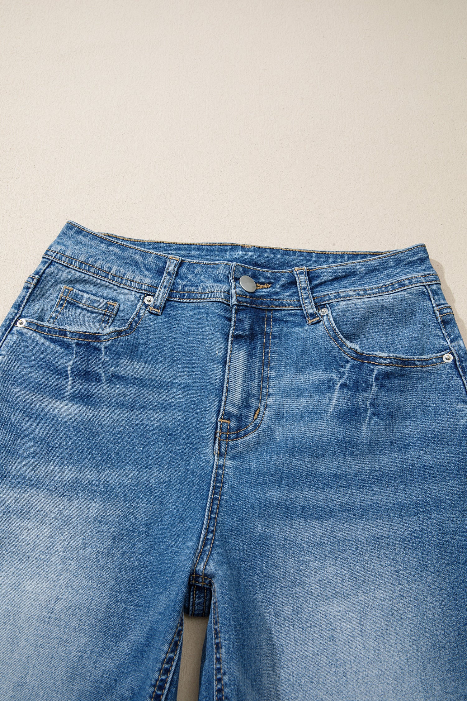 Myosotis Acid Washed Straight Leg Full Length Casual Jeans-Bottoms/Jeans-[Adult]-[Female]-2022 Online Blue Zone Planet