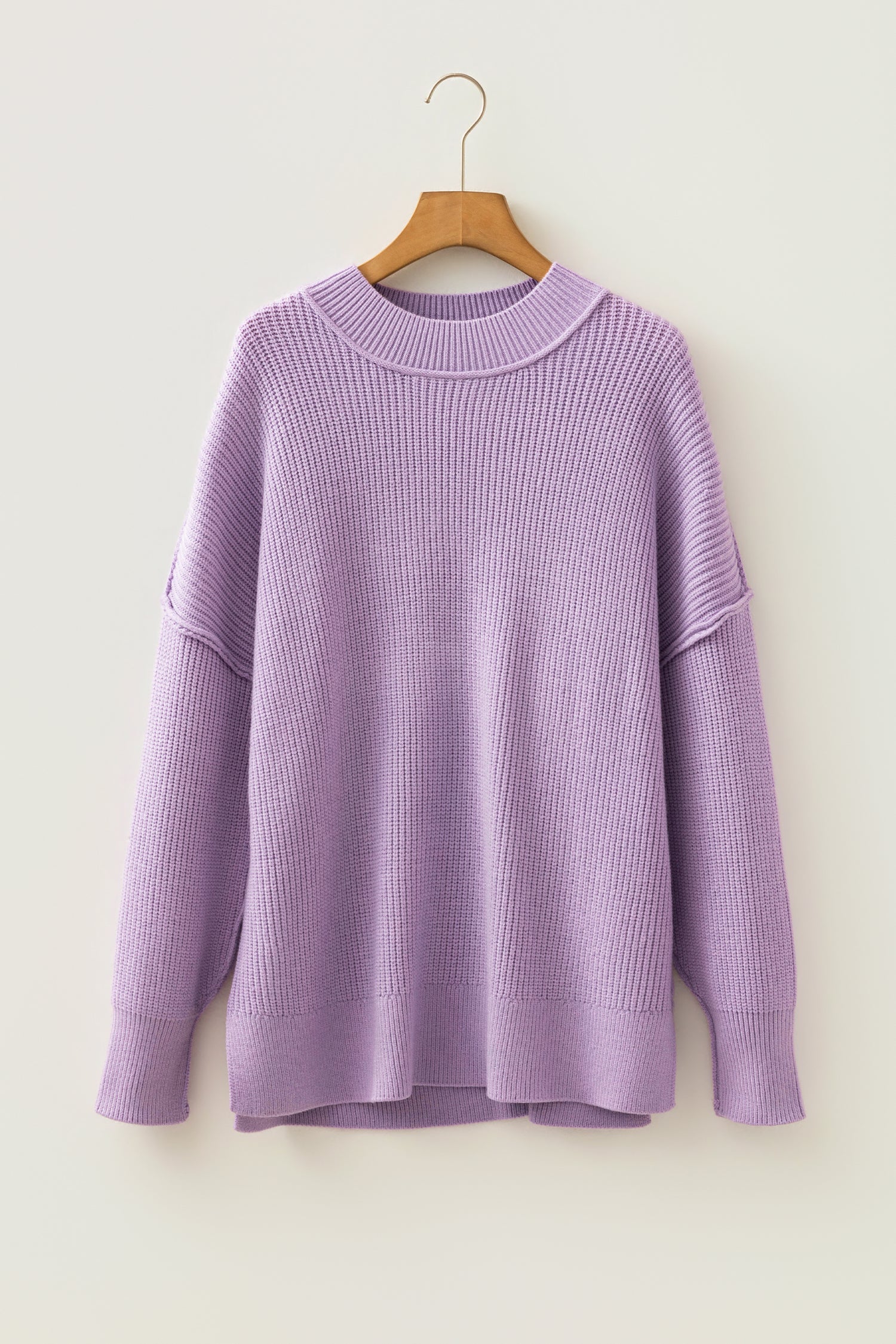 Chestnut Solid Color Mock Neck Oversized Tunic Sweater-TOPS / DRESSES-[Adult]-[Female]-2022 Online Blue Zone Planet