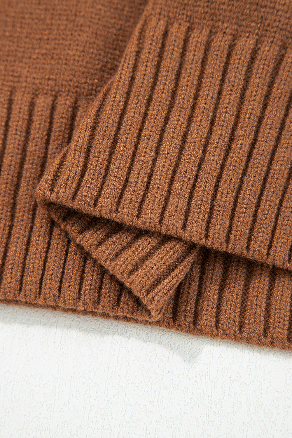 Chestnut Collared V Neck Ribbed Edge Sexy Elegant Sweater-TOPS / DRESSES-[Adult]-[Female]-2022 Online Blue Zone Planet