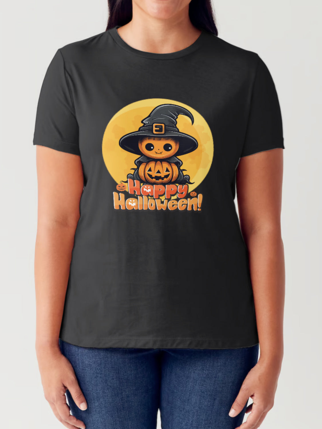 Simply Love Full Size HAPPY HALLOWEEN Short Sleeve Tubular T-Shirt-TOPS / DRESSES-[Adult]-[Female]-Black-S-2022 Online Blue Zone Planet