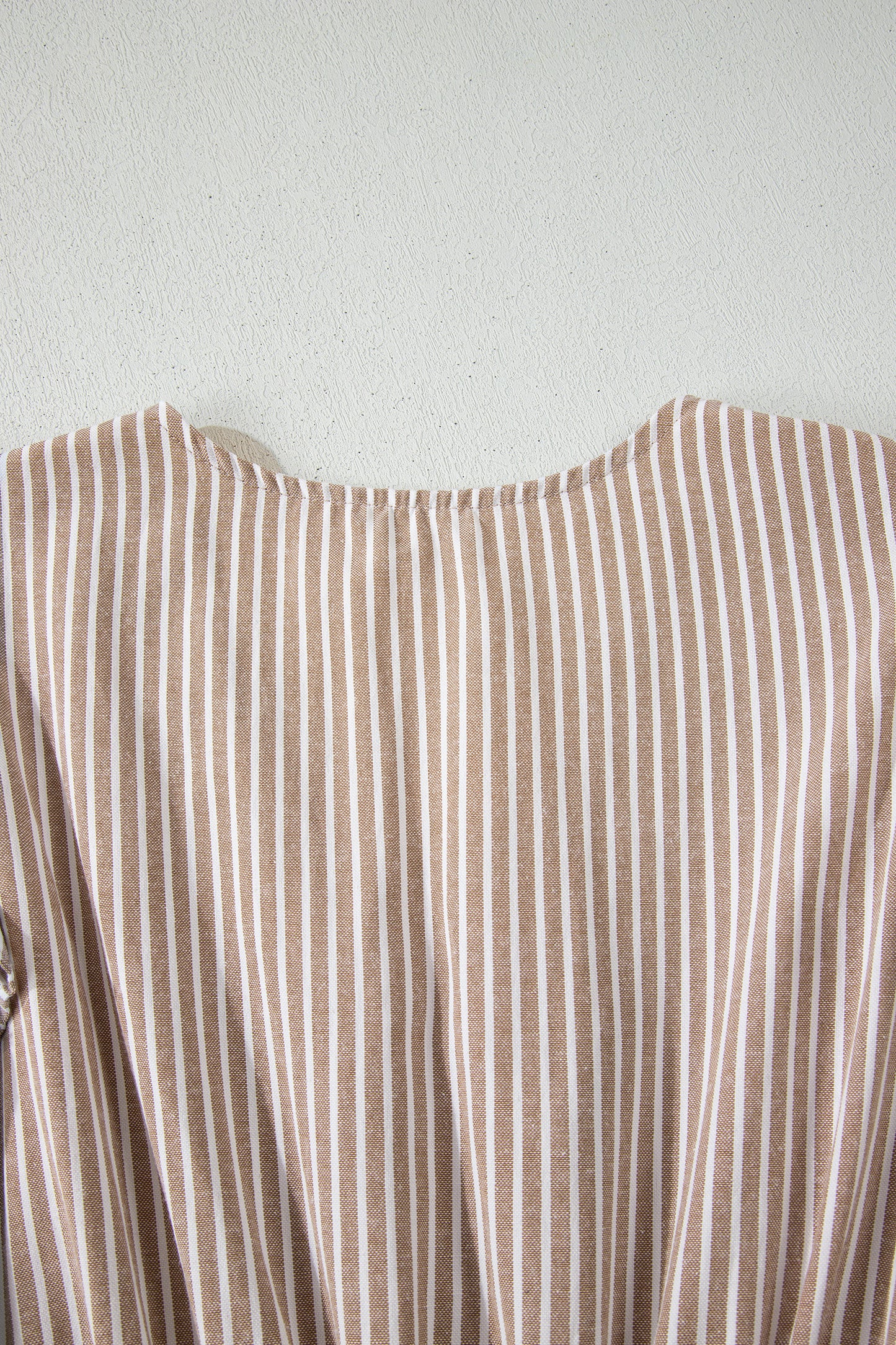 Khaki Stripe Flutter Sleeve Buttoned Front Slit Maxi Dress-TOPS / DRESSES-[Adult]-[Female]-2022 Online Blue Zone Planet