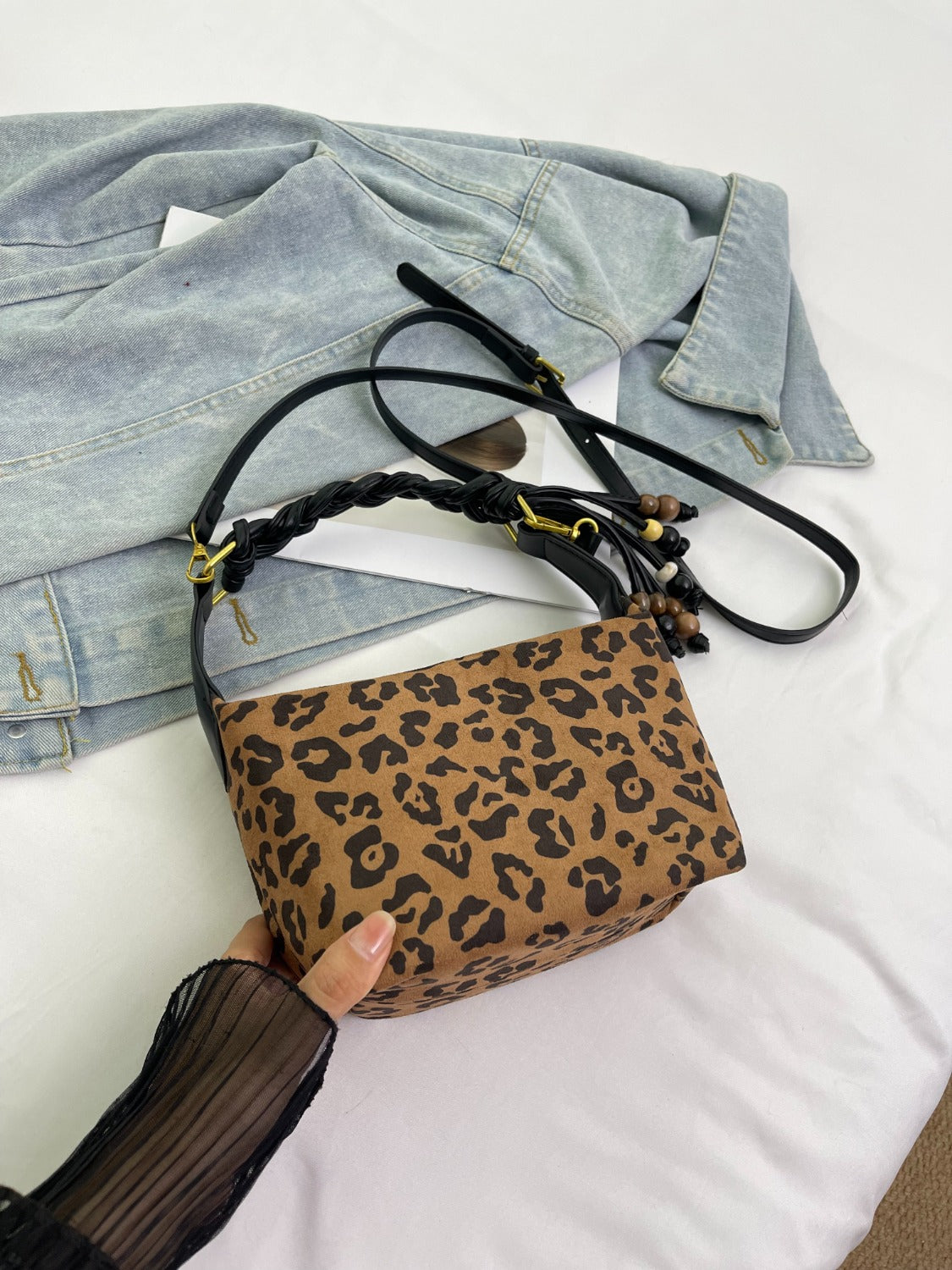 Suede Adjustable Strap Shoulder Bag-HANDBAGS-[Adult]-[Female]-Leopard-One Size-2022 Online Blue Zone Planet