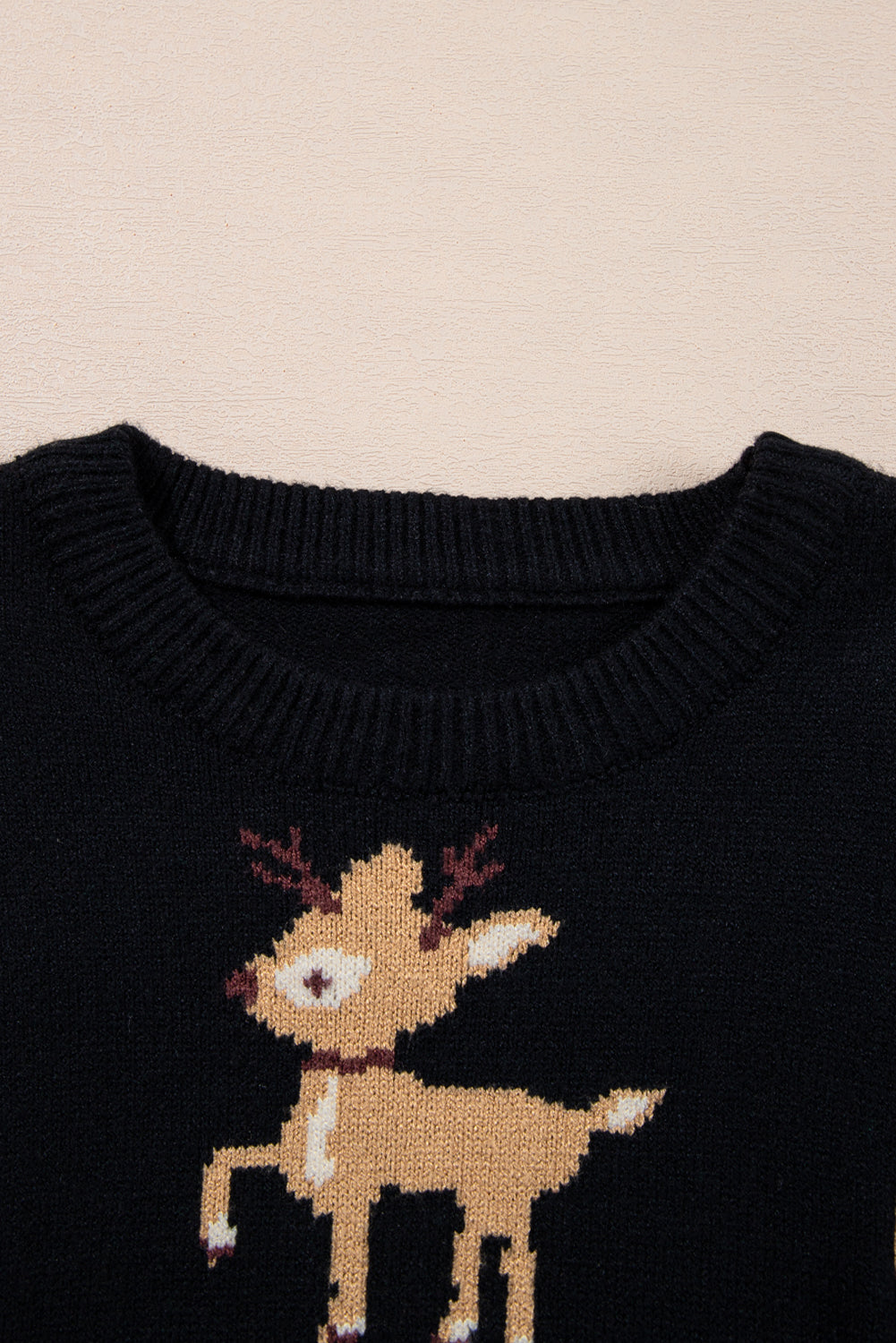 Blue Zone Planet | Dark Green Christmas Reindeer Pattern Drop Shoulder Sweater-Sweaters & Cardigans/Sweaters-[Adult]-[Female]-2022 Online Blue Zone Planet