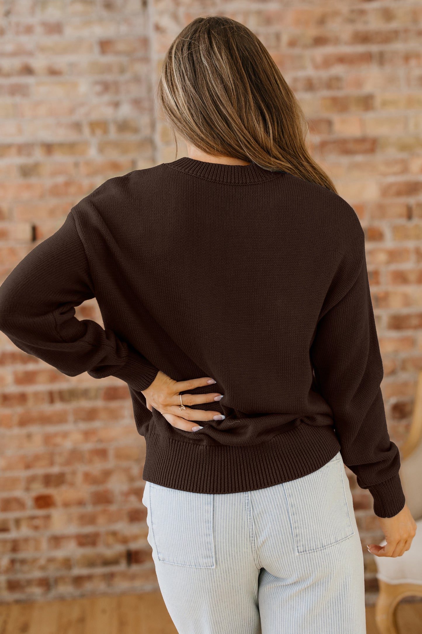 Chicory Coffee Howdy Embroidered Graphic Western Sweater-TOPS / DRESSES-[Adult]-[Female]-2022 Online Blue Zone Planet