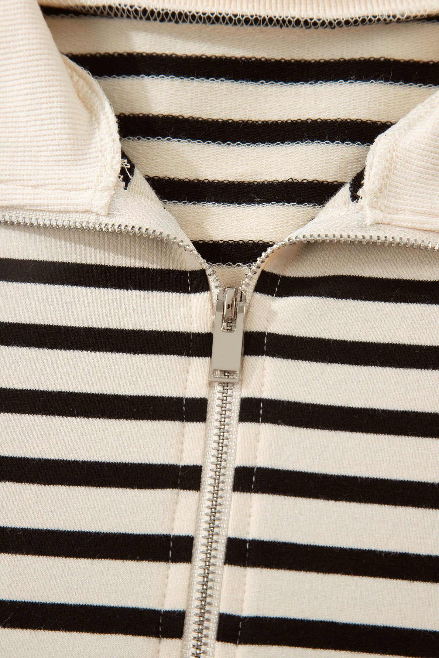 Black Stripe Ribbed Color Block Trim Zip Polo Tee Drawstring Shorts 2pcs Outfit-Two Piece Sets/Short Sets-[Adult]-[Female]-2022 Online Blue Zone Planet