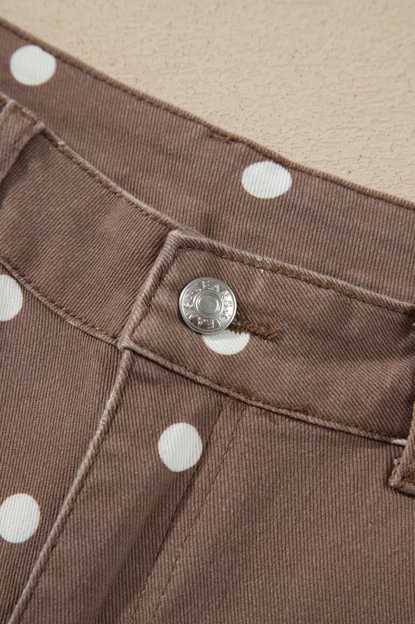 Brown Tailored Seam Polka Dot Print Barrel Casual Jeans-Bottoms/Jeans-[Adult]-[Female]-2022 Online Blue Zone Planet