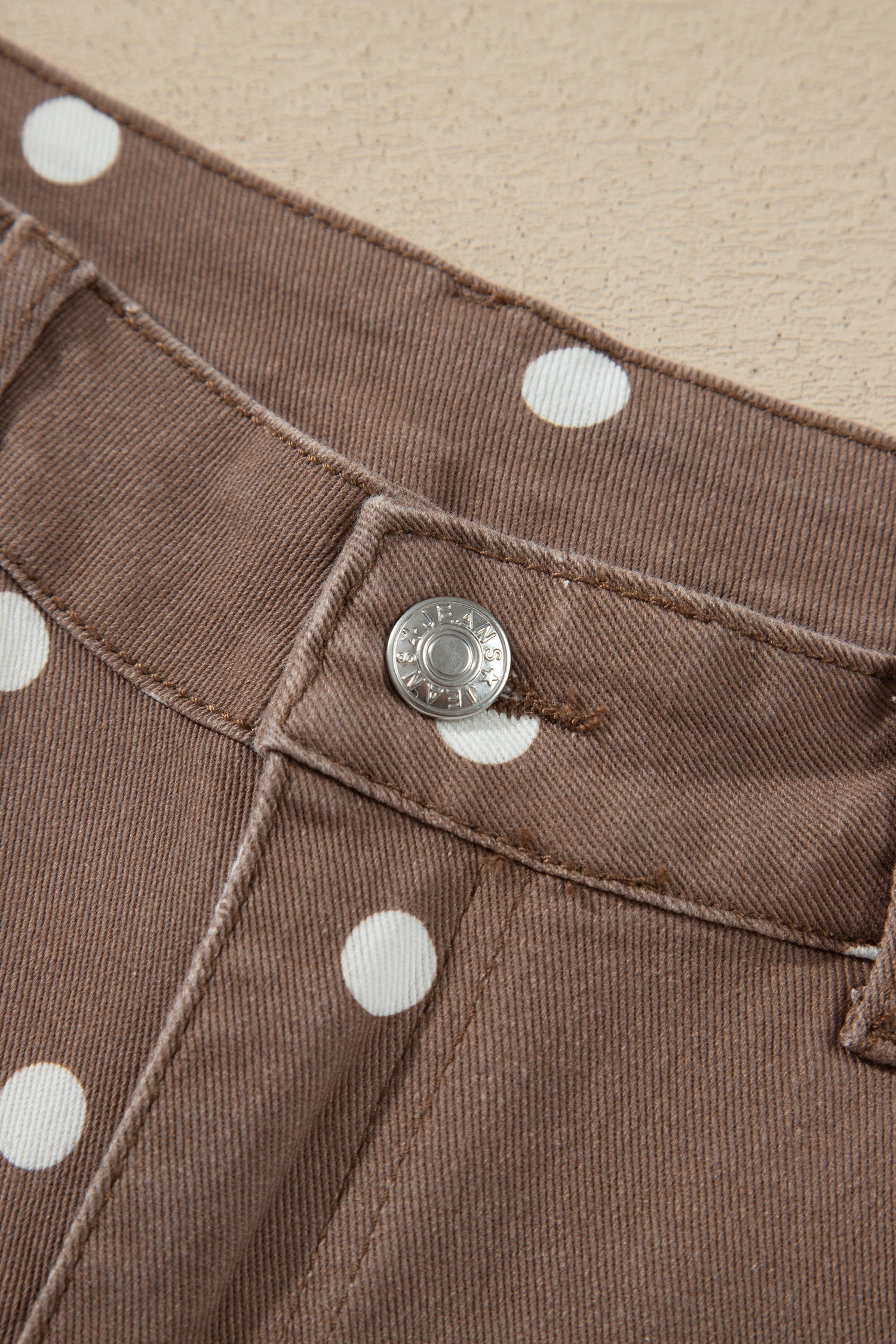 Brown Tailored Seam Polka Dot Print Barrel Casual Jeans-Bottoms/Jeans-[Adult]-[Female]-2022 Online Blue Zone Planet