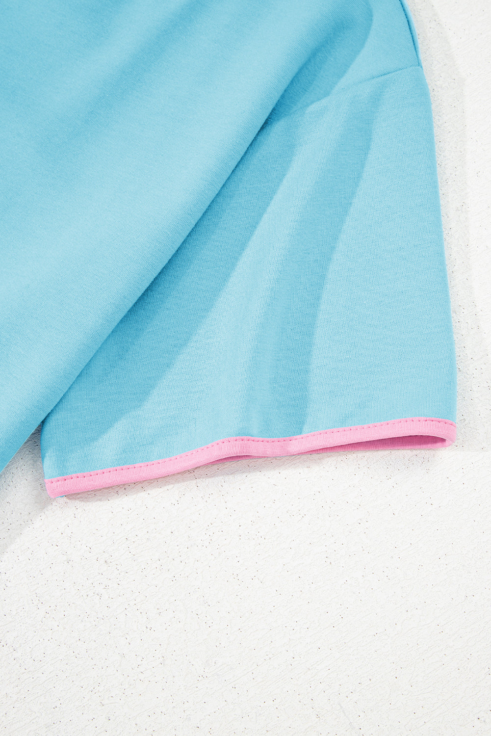 Turquoise Colorblock Edge Drop Shoulder T Shirt and Skirt 2Pcs Set-Two Piece Sets/Two Piece Dresses-[Adult]-[Female]-2022 Online Blue Zone Planet