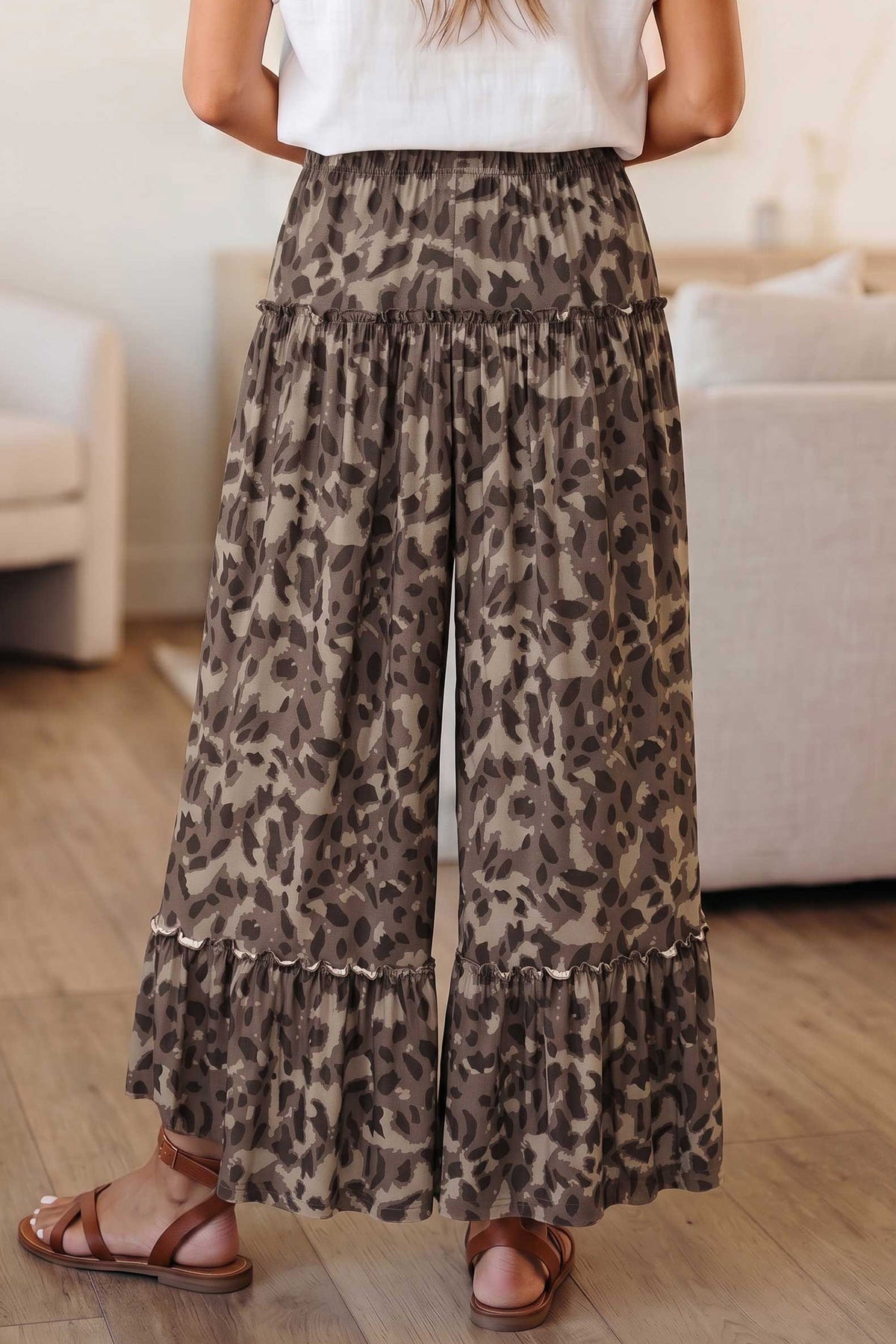 Multicolour Camo Print Wide Leg Casual Pants-Bottoms/Pants & Culotte-[Adult]-[Female]-2022 Online Blue Zone Planet