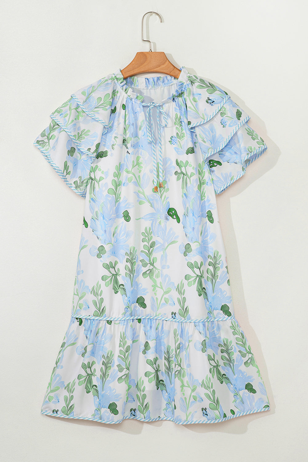 Orange Floral Contrast Edge Layered Short Sleeve Mini Dress-TOPS / DRESSES-[Adult]-[Female]-2022 Online Blue Zone Planet