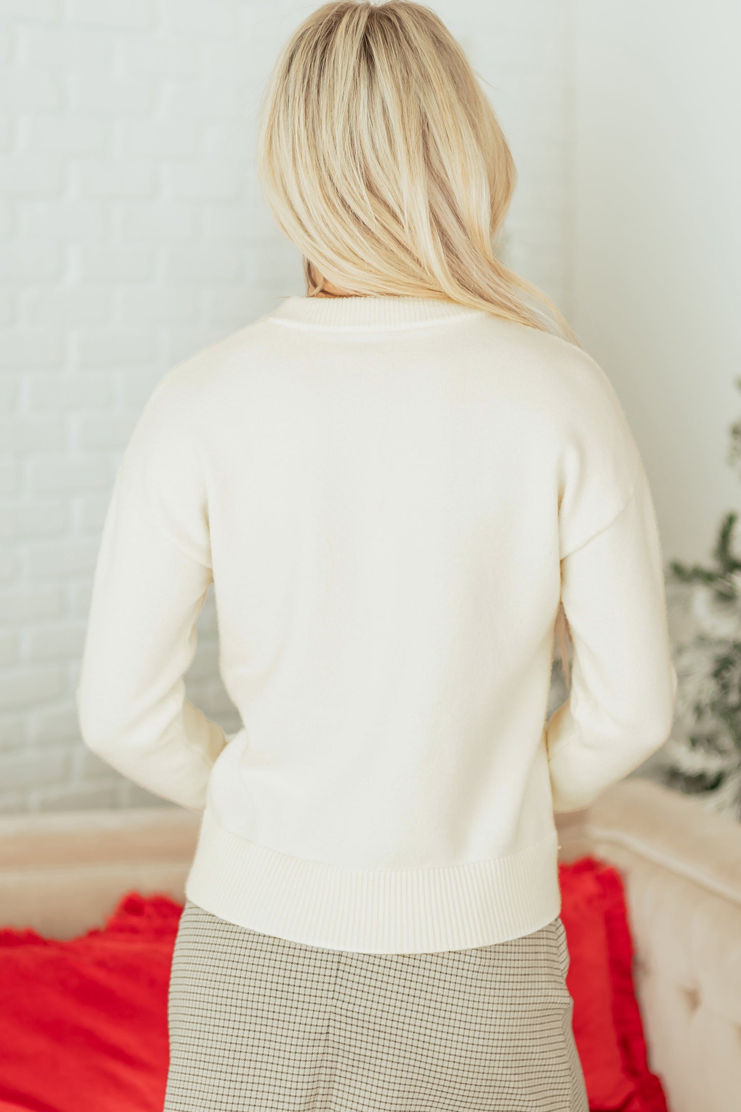 White Sequined Bow Graphic Christmas Holiday Sweater-TOPS / DRESSES-[Adult]-[Female]-2022 Online Blue Zone Planet