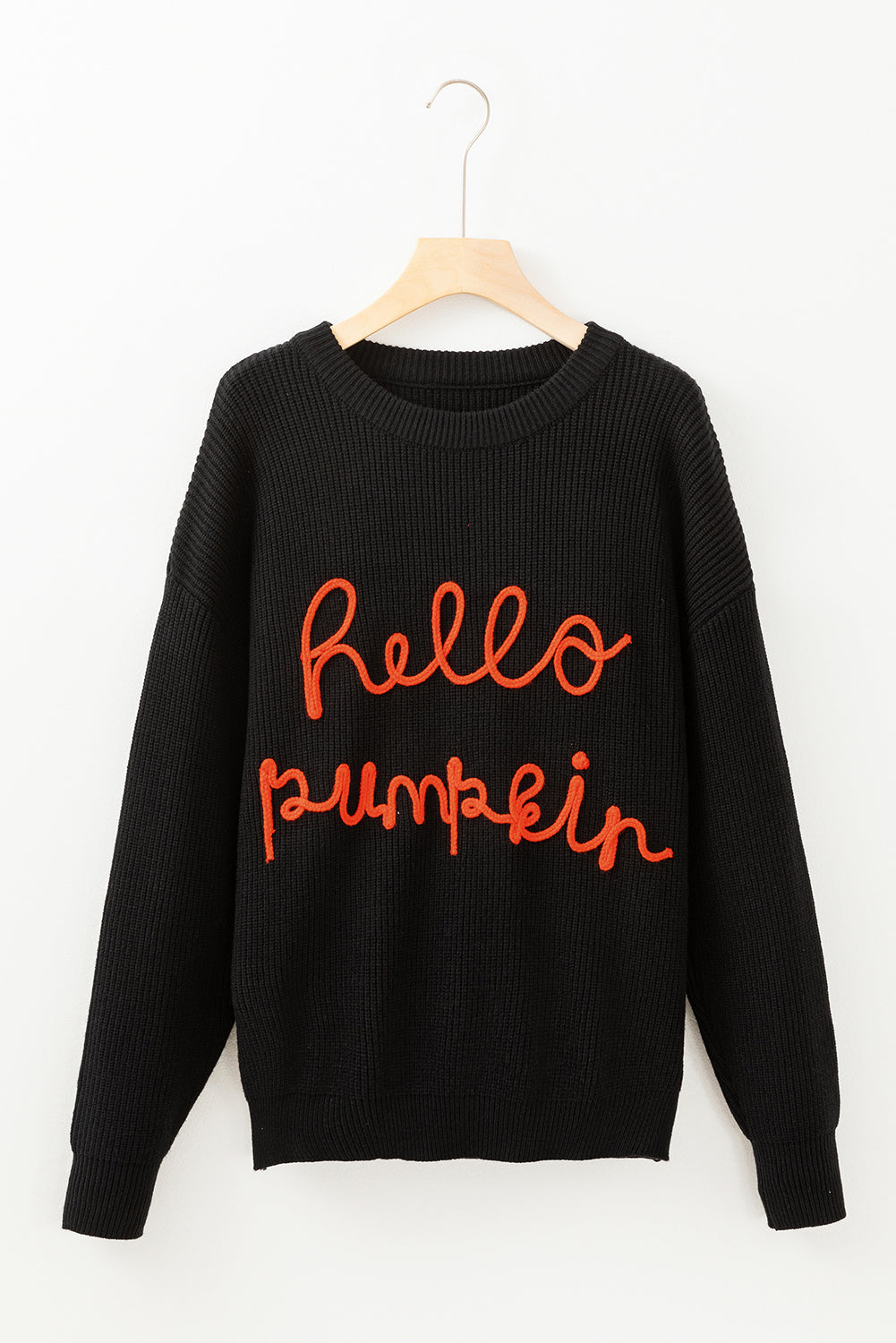 HELLO PUMPKIN Round Neck Long Sleeve Sweater-TOPS / DRESSES-[Adult]-[Female]-2022 Online Blue Zone Planet