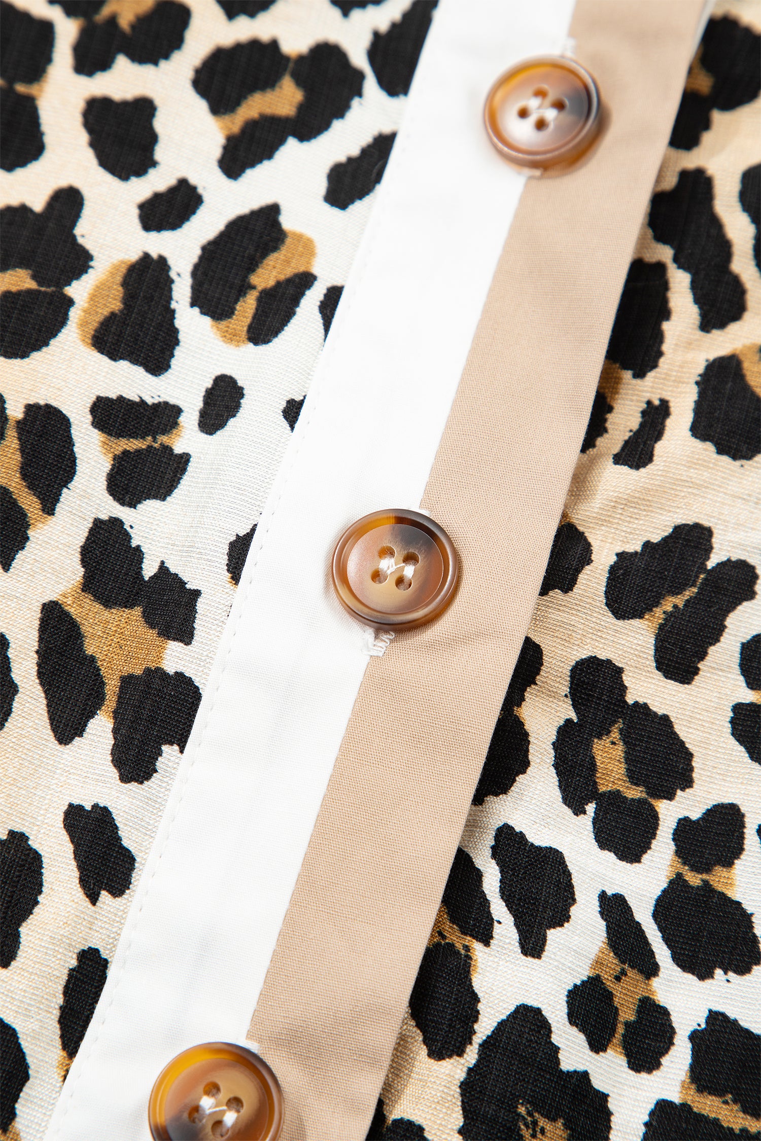 Multicolour Half Buttons Short Sleeve Loose Leopard Mini Dress with Pockets-TOPS / DRESSES-[Adult]-[Female]-2022 Online Blue Zone Planet