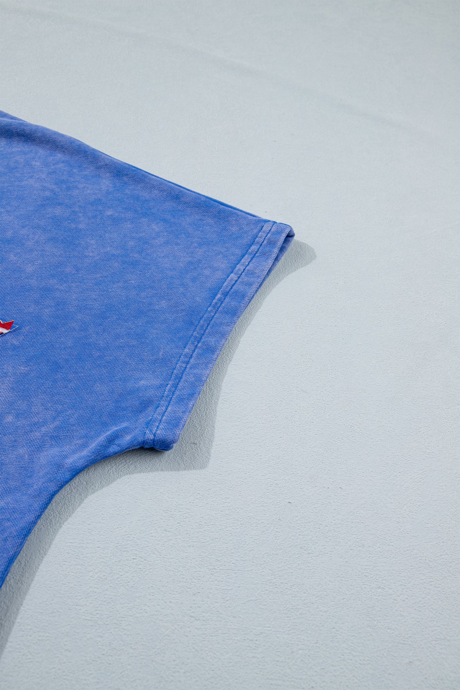 White Patriot Star Patched Notched Neck Mineral Washed Tee-Tops/Tops & Tees-[Adult]-[Female]-2022 Online Blue Zone Planet
