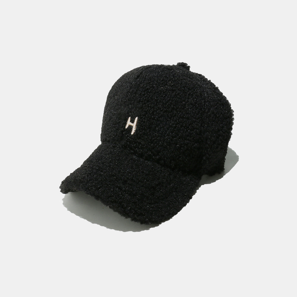 Blue Zone Planet | Sherpa Letter H Embroidered Cap-HATS-[Adult]-[Female]-Black-One Size-2022 Online Blue Zone Planet