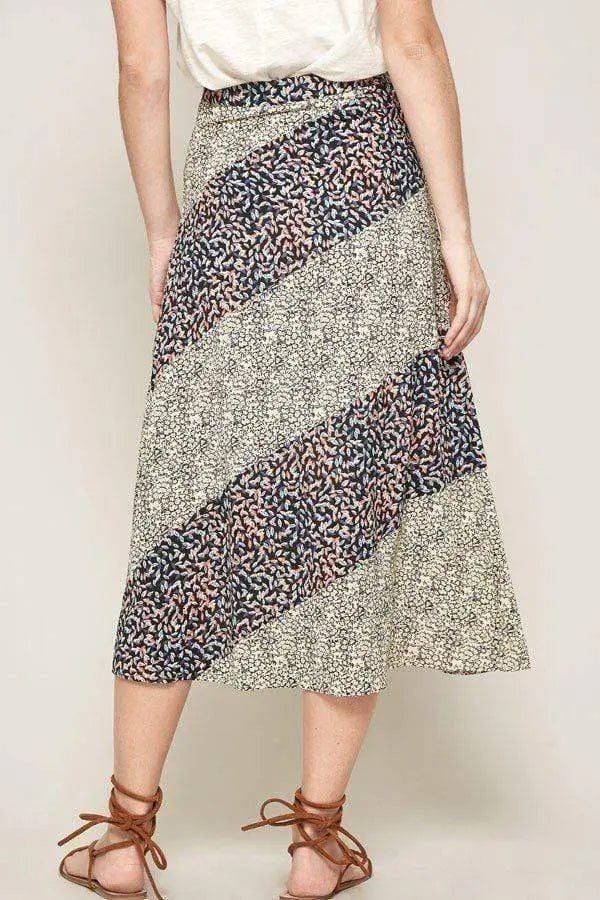 A Floral-print Woven Midi Skirt Blue Zone Planet