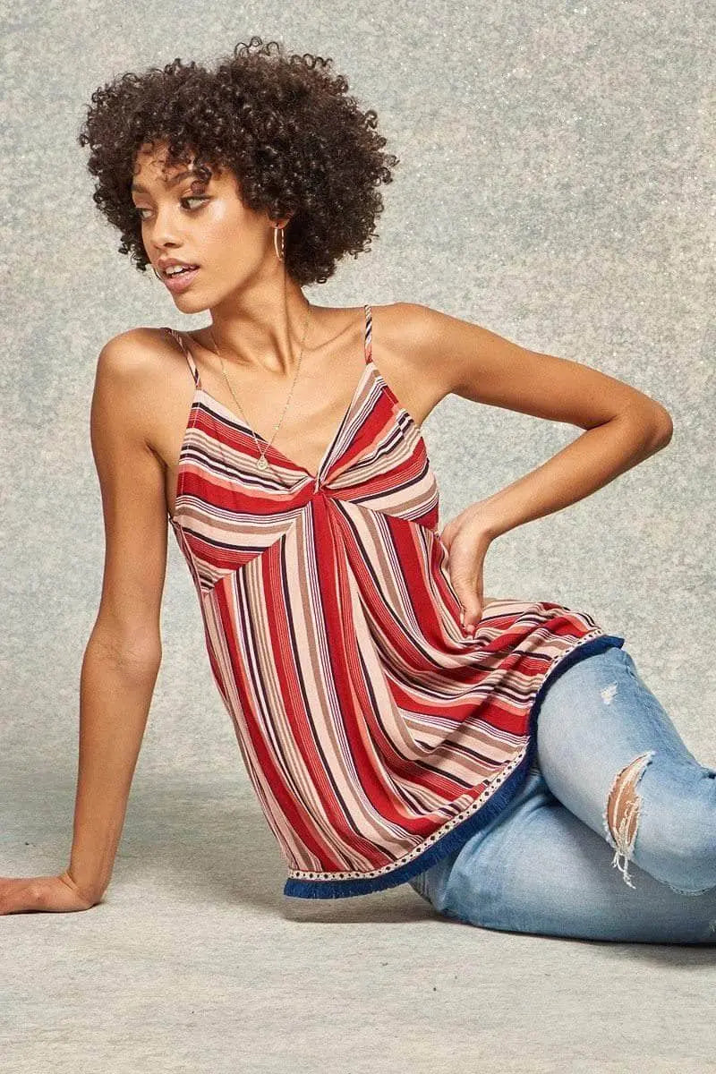 A Multi Stripes Camisole Top Blue Zone Planet