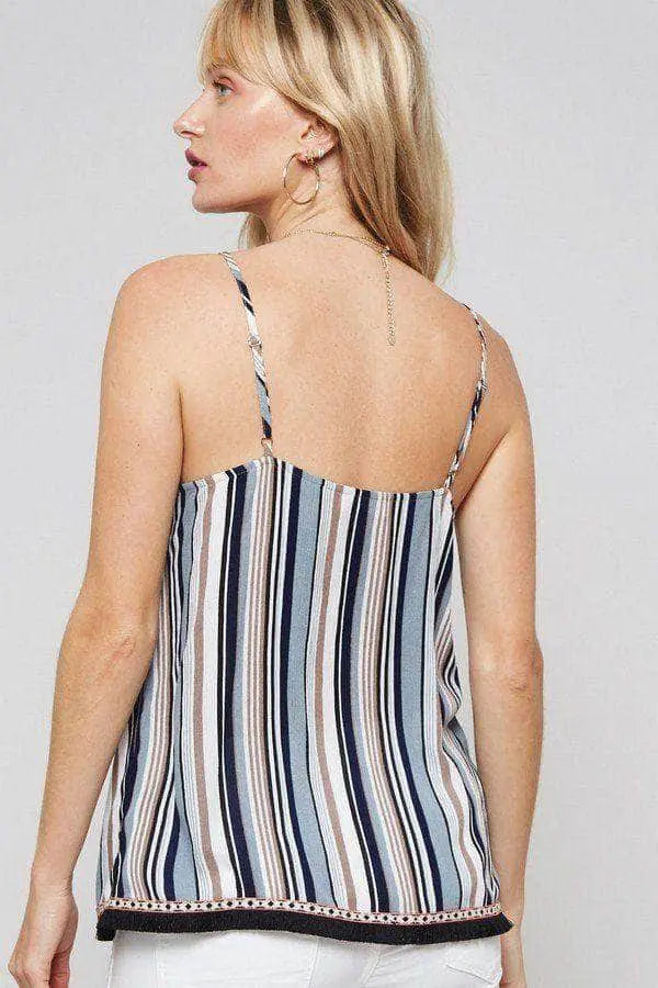 A Multi Stripes Camisole Top Blue Zone Planet