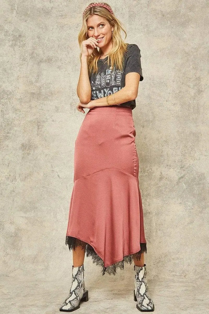 A Solid Woven Midi Skirt Blue Zone Planet