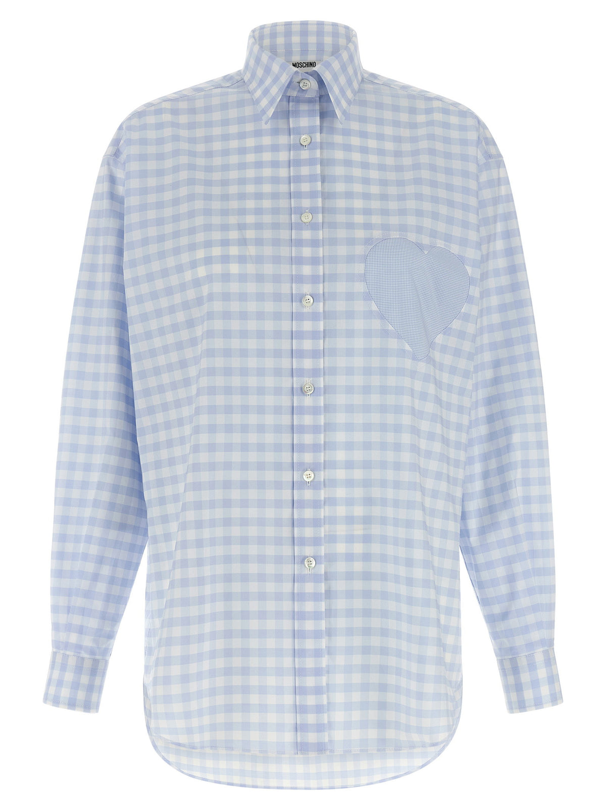 Moschino Heart Vichy Shirt-Shirts-[Adult]-[Female]-S-Light blue-2022 Online Blue Zone Planet