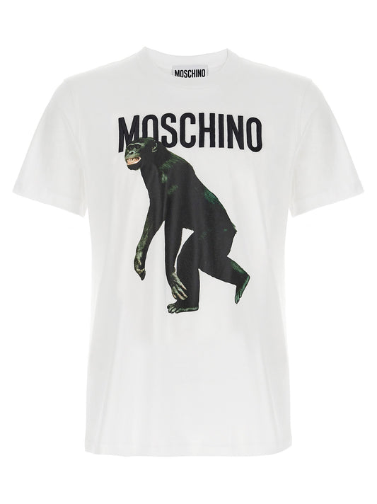 Moschino Logo Embroidery T-shirt-Topwear-[Adult]-[Female]-M-White-2022 Online Blue Zone Planet