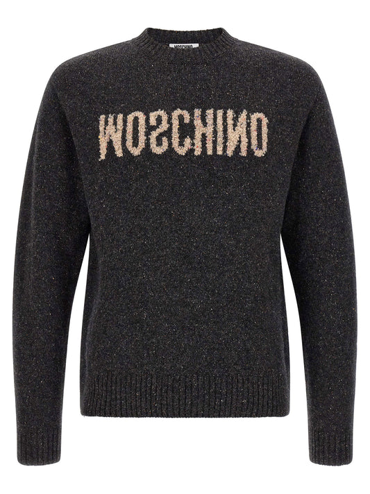 Moschino Mirrored Logo Sweater-TOPS / DRESSES-[Adult]-[Female]-48 IT-Gray-2022 Online Blue Zone Planet