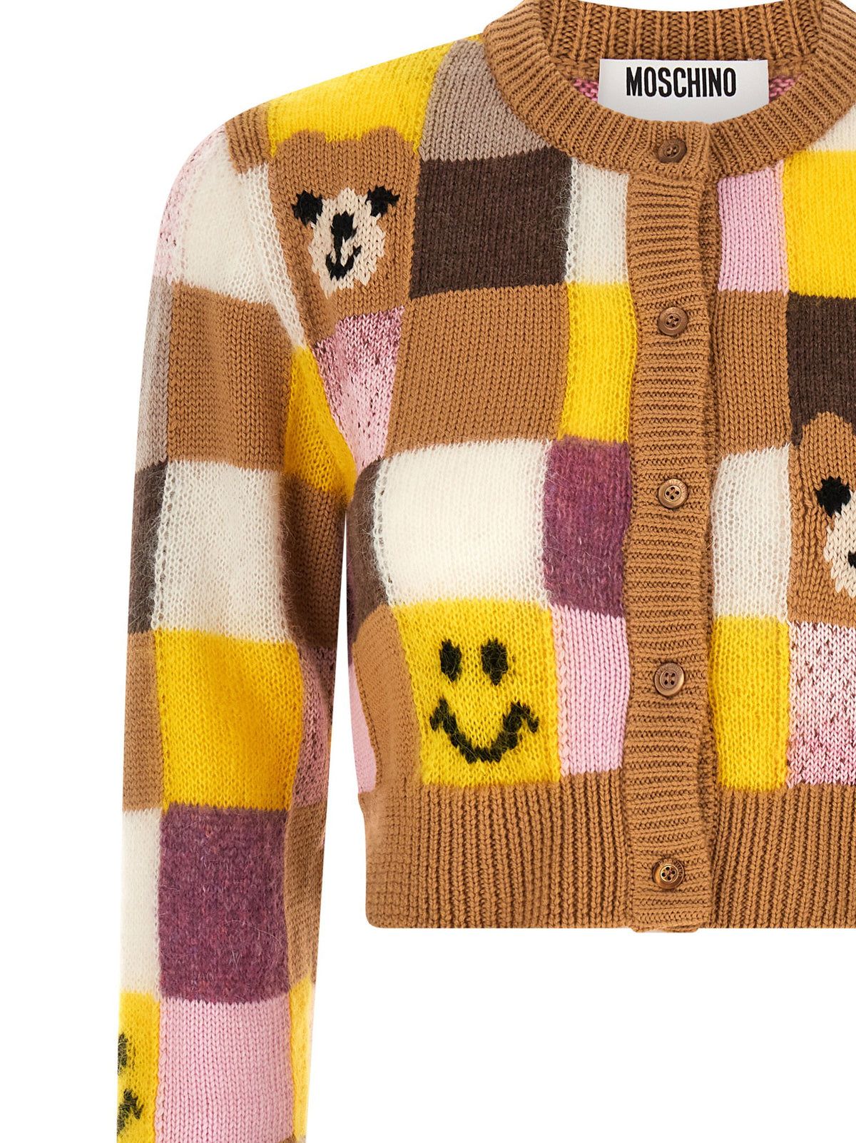 Smiley® E Moschino Teddy Bear Cardigan-Topwear-[Adult]-[Female]-2022 Online Blue Zone Planet