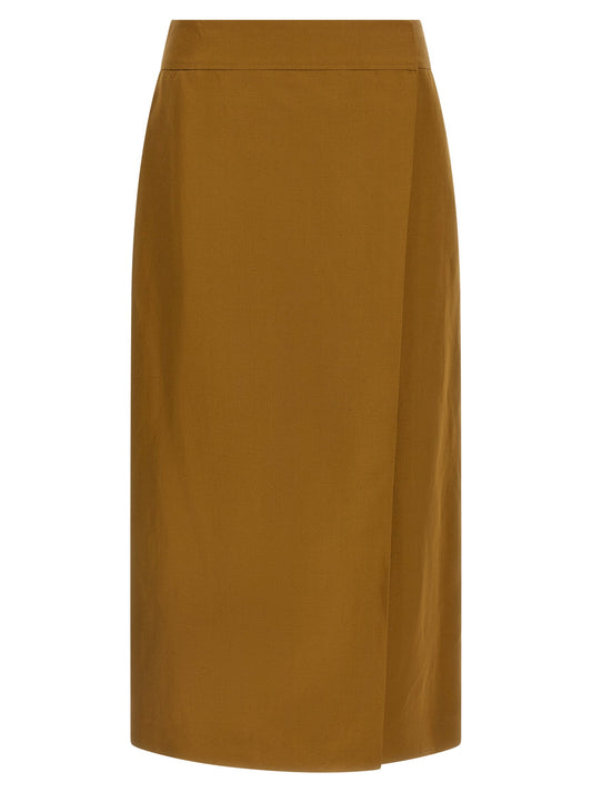 Alberto Biani Wrap Skirt-Skirts-[Adult]-[Female]-44 IT-Brown-2022 Online Blue Zone Planet
