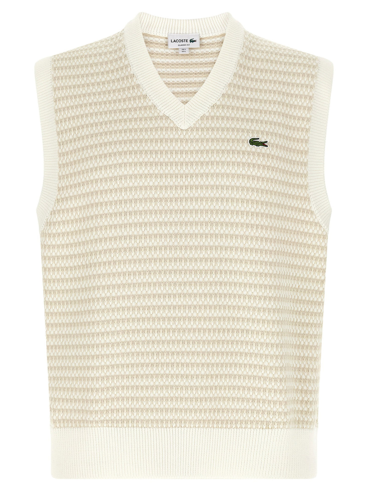 Lacoste Knit Vest-Vests-[Adult]-[Female]-6-Beige-2022 Online Blue Zone Planet