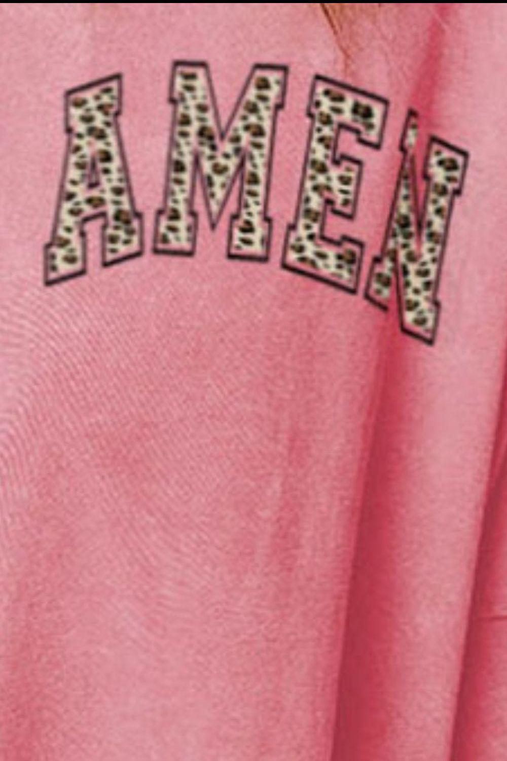 AMEN Graphic Dropped Shoulder Slit Sweatshirt BLUE ZONE PLANET