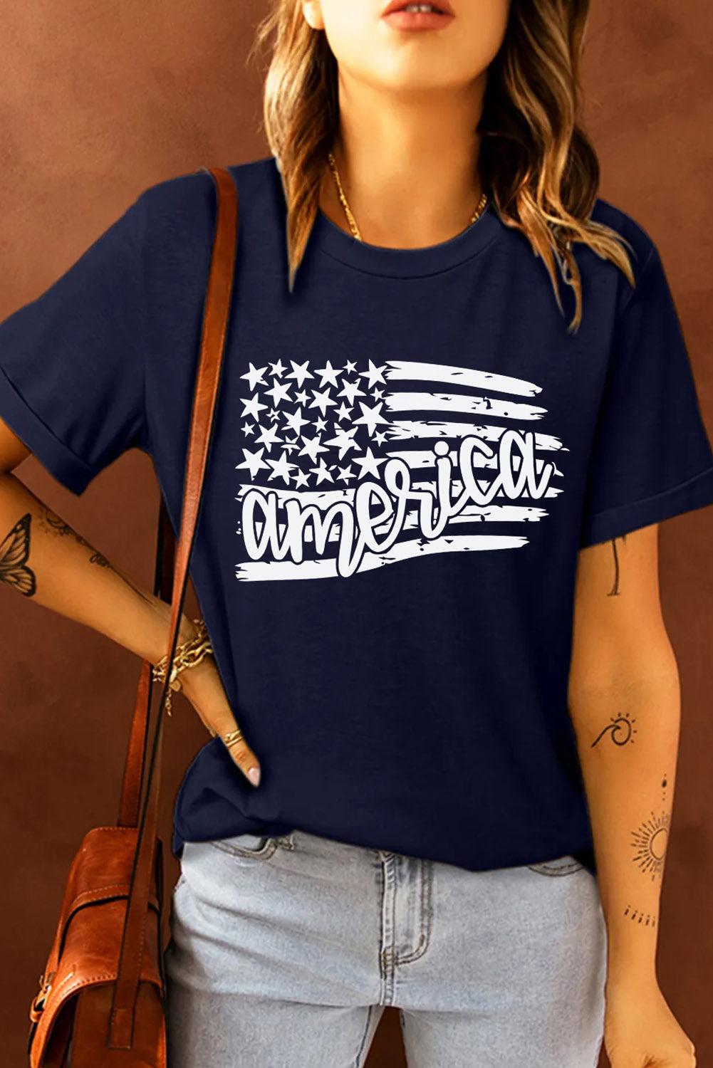 AMERICA US Flag Graphic Tee BLUE ZONE PLANET