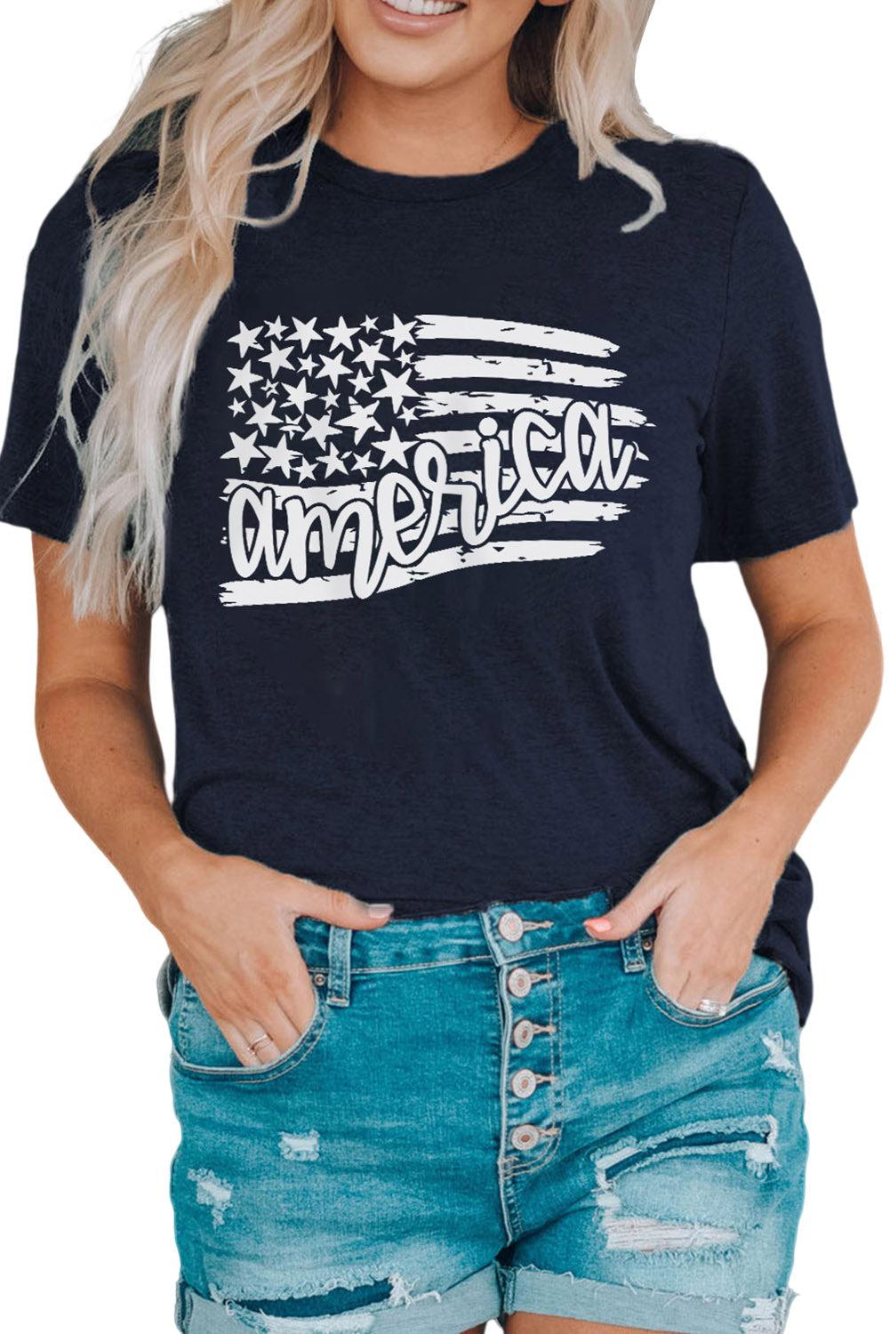 AMERICA US Flag Graphic Tee BLUE ZONE PLANET