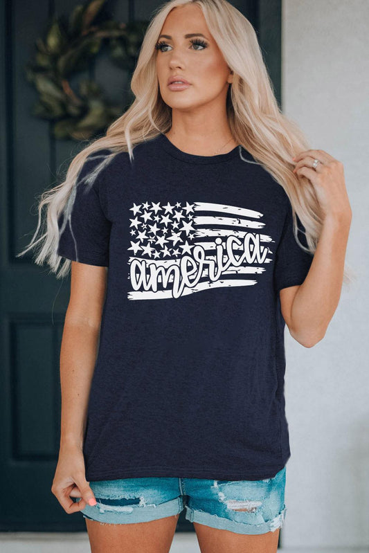 AMERICA US Flag Graphic Tee BLUE ZONE PLANET