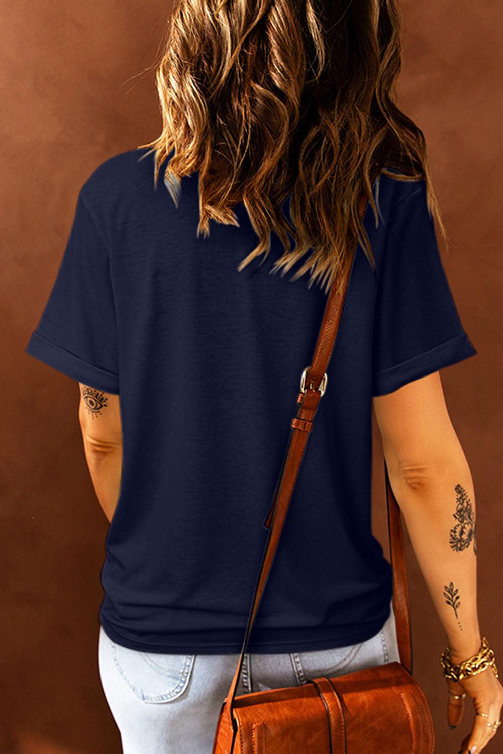 AMERICAN WOMAN Graphic Round Neck Tee BLUE ZONE PLANET