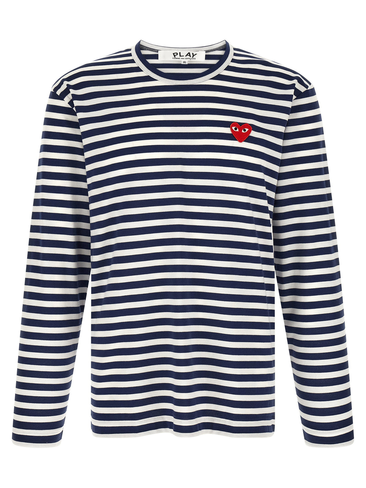 Comme Des Garçons Play Striped T-shirt With Heart Patch-Topwear-[Adult]-[Female]-XL-Multicolor-2022 Online Blue Zone Planet