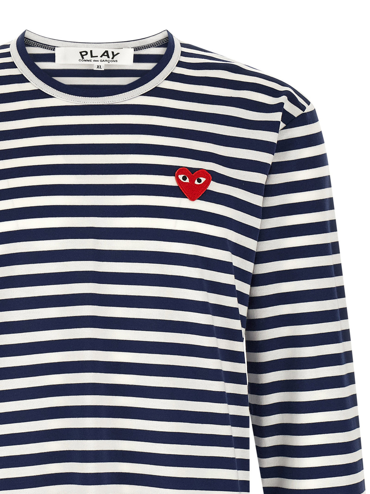 Comme Des Garçons Play Striped T-shirt With Heart Patch-Topwear-[Adult]-[Female]-2022 Online Blue Zone Planet